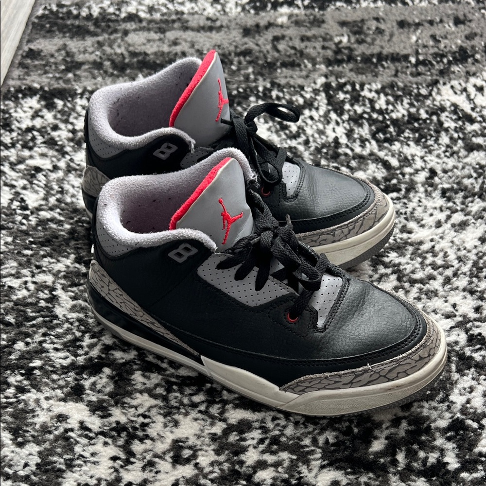 Jordan Kids Black and Gray Sneakers with Red Highlights